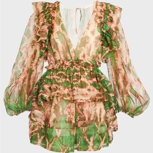 Ulla Johnson Adelaide Puff-Sleeve Silk Organza Mini Dress size 4 NWT